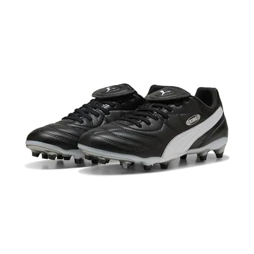 PUMA KING LIGA FG/AG Fußballschuh, Gr. 44,5, schwarz-weiß - Sportliche Fußballschuhe für Rasenplätze aus Synthetik mit herausnehmbaren Innensohlen – ideal für Spieler, die auf Festen Untergründen beste Leistung bringen möchten.