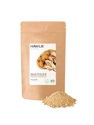 HAWLIK Vitalpilze Bio Maitake Pulver - 100g im Standbodenbeutel - Ideal Zum Untermischen - Natürlicher Anbau - Schonende Trocknung - Vegan