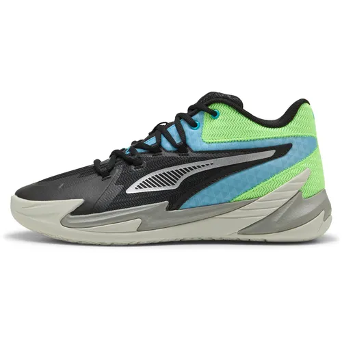 PUMA DAGGER Basketballschuhe Herren – puma black-bright aqua-green glare, Größe 42 1/2 - Moderne Basketballschuhe mit leichtem Textil-Obermaterial und stabilisierenden Verstärkungen. Das dynamische Schnürsystem sorgt für perfekten Halt beim Spiel.