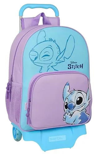 Safta STITCH SWEET Schulrucksack mit Trolley 905, ideal für Kinder verschiedener Altersgruppen, bequem und vielseitig, Qualität und Widerstandsfähigkeit, 33 x 14 x 42 cm, Blau/Lila, Blau/Lila,