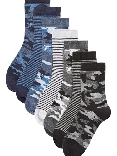 NEXT Jungen Socken, 7er Pack Blue Camouflage/Stripes 37-40