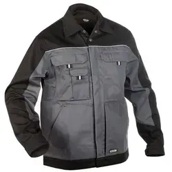 DASSY Lugano - Zweifarbige Arbeitsjacke zementgrau/schwarz - Arbeits- & Schutzkleidung mit praktischen Taschen, verstellbarer Passform und Reflexbiese für hohe Sichtbarkeit bei Dunkelheit. Ideal für Profis, die Komfort und Sicherheit schätzen.