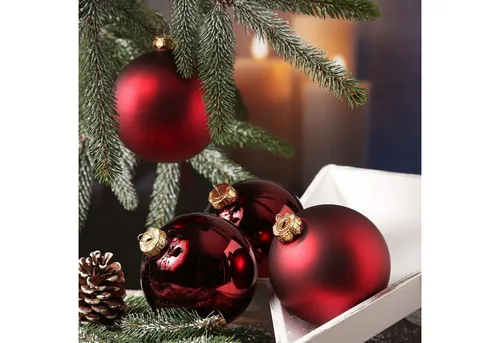 MARELIDA Weihnachtsbaumkugel Christbaumkugeln Weihnachtskugeln bruchfest 10cm weinrot 4er Set (4 St)