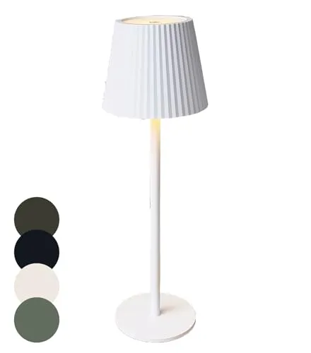 Coen Bakker LED Tischlampe dimmbar mit Touch IP44 Lampe USB 3 Lichtfarben für Innen & Außen 36,5x11 cm Tischleuchte, Farbe:Weiß