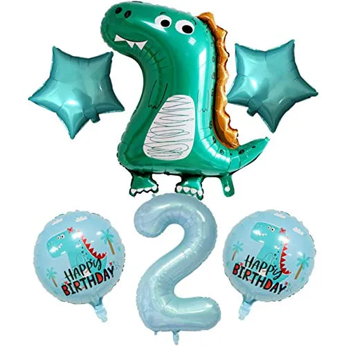 DIWULI Dino Geburtstag Deko 2 Jahre - Luftballon Set