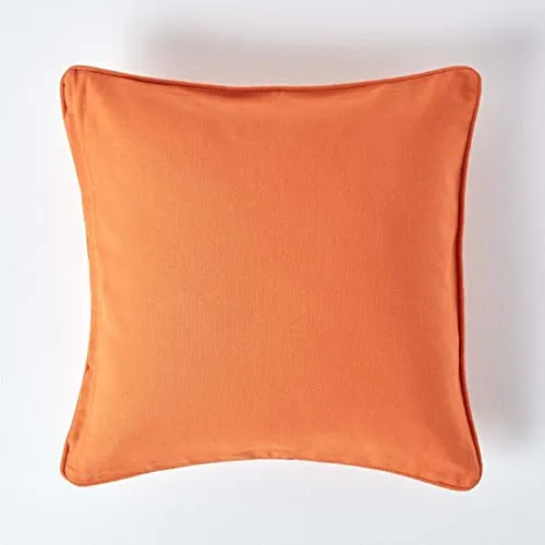 Homescapes Terracotta-farbene Kissenhülle 30 x 30 cm, Deko-Kissenbezug mit Reißverschluss aus 100% Baumwolle, unifarbener Zierkissenbezug für Dekokissen und Sofakissen, terrcaotta-orange