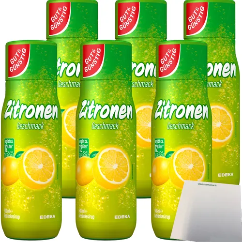 Gut & Günstig Zitrone Getränkesirup 6er Pack 6x500ml Flasche usy Block