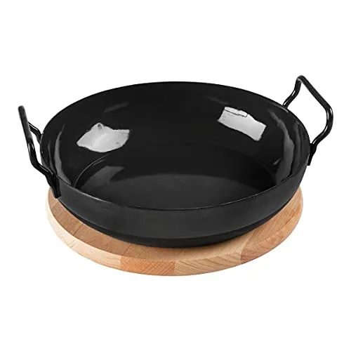 Karl Krüger Schlemmerpfanne mit Holzteller, 24 cm, Schwarz, 1224H