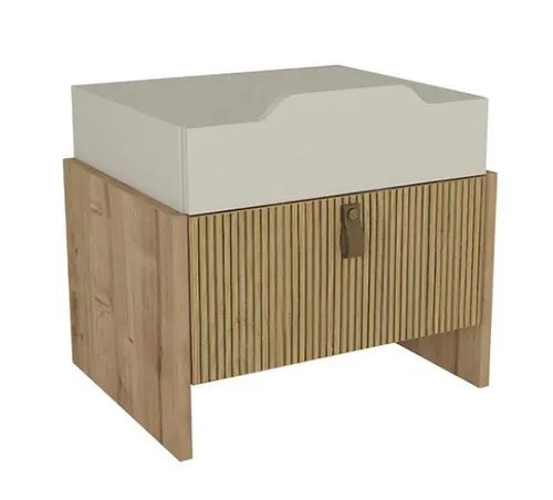 Moderner Nachttisch Beistelltisch in Beige - Abteilung: Jugendliche, eleganter Nachttisch aus hellem Holz, Maße: 52,2 x 40 x 73,4 cm, ideal für jeden Raum, mit 2 Jahren Herstellergarantie.