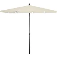furnicato Sonnenschirm 210x140 cm - Sandfarben - Schaffe dir mit diesem kippbaren Gartenschirm ein schattiges Plätzchen. Aus UV-beständigem Polyester gefertigt, bietet er optimalen Schutz und Stabilität durch die robuste Stahlkonstruktion.