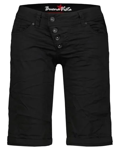 Buena Vista Damen Shorts MALIBU STRETCH TWILL schwarz (15), S - Damen-Shorts aus elastischer Baumwollqualität für hohen Tragekomfort, mit schräg gehaltenen Knopf und doppelten Gesäßtaschen.