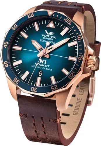 Vostok Europe Automatikuhr Rocket N1 Edelstahl Herrenuhr 225B616-L - Armbanduhren mit hochwertigem SII NH35A Automatikuhrwerk, 20 ATM wasserdicht und stilvollem PVD-rose-vergoldetem Edelstahlgehäuse für langlebige Eleganz.