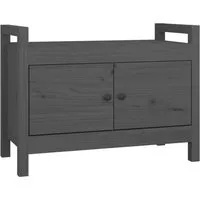vidaXL Flurbank Grau 80x40x60 cm aus Massivholz Kiefer - Sitzbank aus massivem Kiefernholz mit reichlich Stauraum für Ordnung im Flur und als dekorative Sitzgelegenheit geeignet.