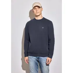 Sweatshirt STREET ONE MEN, Herren, Gr. M40, blau (night blau), Sweatware, 70% Baumwolle, 30% Polyester, unifarben, normal, Rundhals, Rippbündchen, Sweatshirts Sweatshirt, im soften Baumwoll-Mix
