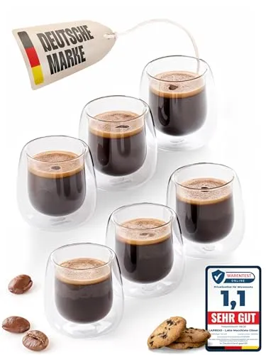 LAPRESO® Espressotassen doppelwandig 6er Set 80ml in weiß von LAPRESO
