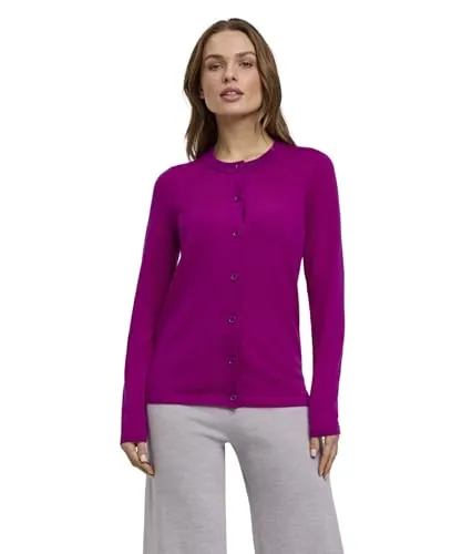 FALKE Damen Strickjacke Basic New Merino W Pu Wolle weich elegant klassisch für Business und Freizeit 1 Stück, Rosa Magenta 8020, XS