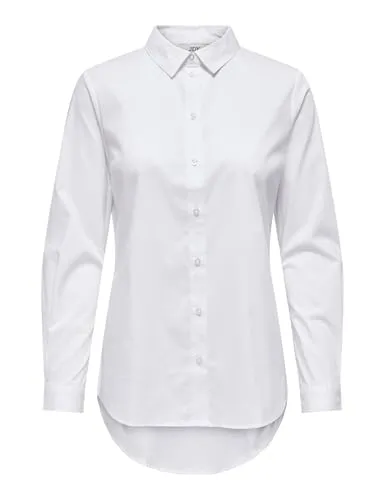 Produktbild JDY Damen Basic Hemd Bluse Langarm Business Tunika Shirt Classic Regular Fit Stretch Oberteil JDYMIO, Farben:Weiß, Größe:36