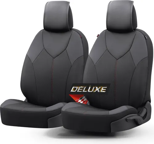 WALSER Autositzbezug Portofino, 6-tlg. Set für Vordersitze - Autositzbezüge in schwarz-rot mit hochwertiger Polsterung und patentiertem WALSER CLIX-Airbag System für Sicherheit und Stil. Universell passend und schützend für Ihre Autositze.