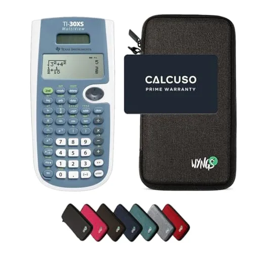 TI-30XS MultiView inkl. WYNGS Schutztasche Dunkelgrau - Wissenschaftlicher Taschenrechner - Basic Set