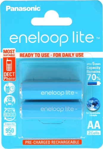 Panasonic eneloop Lite Mignon AA LR06 Akku BK-3LCCE NiMH 1,2 Volt 1000mAh im 2er Blister
