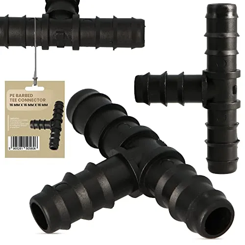 PE-Rohr T-Stück 16x16x16 T-Verbinder Tropfschlauch Wasser Kupplung Bewässerungssystem Schlauchverlängerung Fitting Für Tropfschlauch Perlschlauch Schläuche Wasserrohr Verbinder Garten Wasserleitung