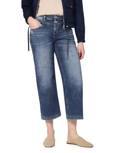Street One Wide Leg Jeans Dark Blue Wash 30 - Stylische Denim Hose im Loose Fit mit hohen Taillen. Hoher Tragekomfort und lässiger Look für jeden Anlass.