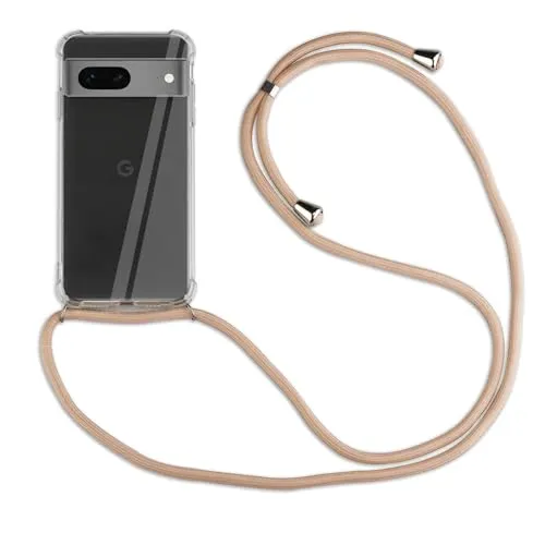Produktbild Hülle Kompatibel mit Google Pixel 8A | Handykette Smartphone Halskette Hülle mit Band | Handyhülle mit Kordel zum Umhängen Kompatibel für Pixel 8A | Beige/Braun