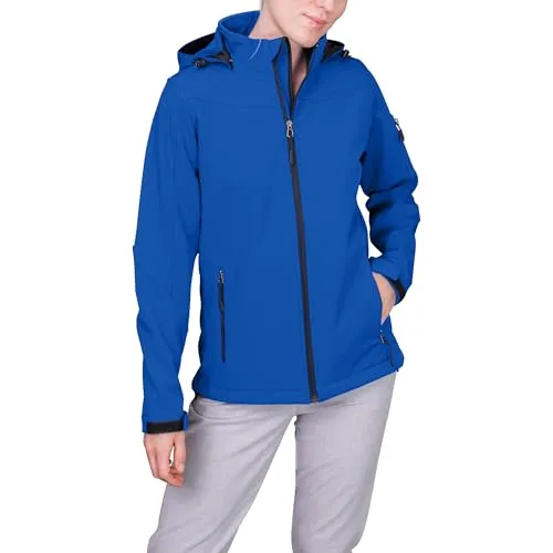 HRM Damen Hooded Softshell Jacket, royalblau, Gr. L - Funktionsjacke, wasserabweisend mit 5.000mm Wassersäule, ideal für Outdoor-Aktivitäten und nachhaltig produziert unter fairen Bedingungen.