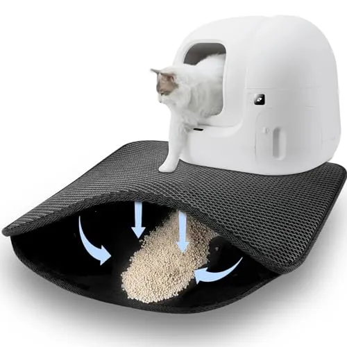 Katzenklo Matte, 46×60cm Wasserdichte Doppelte Matte Katzenklo, Faltbar Katzenmatte Katzenklo, Katzenstreu Matte, Katzenklo Vorleger, Matte Katzentoilette, Cat Litter Mat,Katzenstreu Unterlege,Schwarz