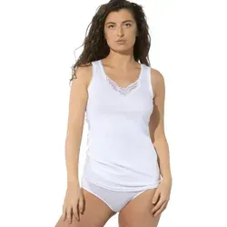 Yenita® Unterhemd Tank Top, Achselhemd (4-St) mit Spitze aus 100% Baumwolle weiß 40/42