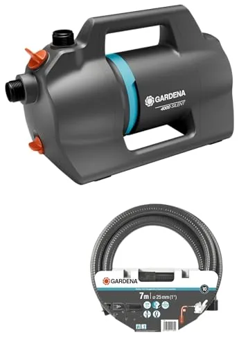 Gardena Gartenpumpe 4100 Silent - kompakte und leistungsstarke Wasserpumpe, energiesparend mit 7 m Sauggarnitur und leiser, nachhaltiger Technologie