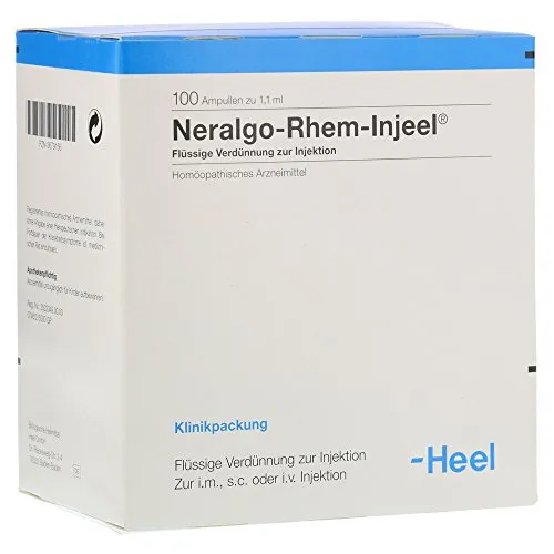 Neralgo Rhem Injeel 100 ST - Homöopathisches Arzneimittel zur Injektion, ideal für natürliche Therapieansätze. Enthält eine Kombination aus verschiedenen homöopathischen Wirkstoffen.