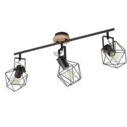 Paul Neuhaus Deckenstrahler 3-flammig aus Rubber Wood - Lampen & Leuchten - Moderner Deckenstrahler im Industrial-Design, kombiniert Metall mit Gummibaumholz für einen einzigartigen Look.
