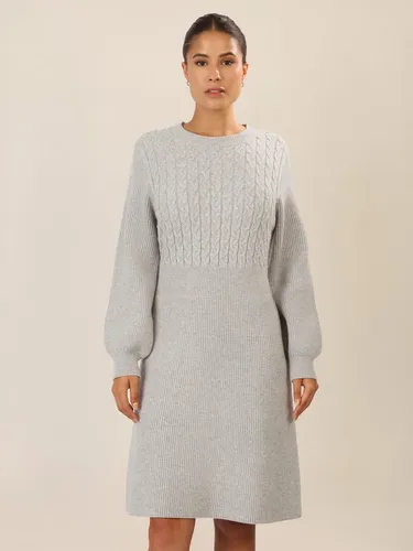 Apart Strickkleid mit Zopfmuster in grau von Apart