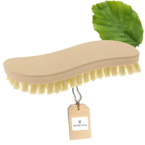 HOFMEISTER® Multifunktionale Scheuerbürste mit hitzebeständigen Fibre-Fasern, Bürste aus Holz für Fußböden, Grill, Heizung, Felgen, Werkstatt, Bad und Küche, effektive und schonende Reinigung, 21 cm