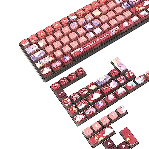 MAMBASNAKE 120 Tasten PBT Pudding Tastenkappen Set - Tastaturen - 120 Tasten im Magic Girl-Stil, verstärken die RGB-Hintergrundbeleuchtung und bieten eine langlebige PBT-Qualität für ein fantastisches Schreibgefühl.