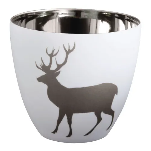 ASA Windlicht Hirsch weiß/silber Tischlicht Teelichthalter Weihnachten XMAS Neu