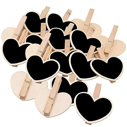 Stück Kreidetafel Klein, Holz Kreidetafel mit Klammer, Beschriften Memotafel Klein, Preis Schilder Dekotafel, Kartenhalter für Tischkarten Geburtstag, Platzkarten Hochzeit, Preisschilder 30