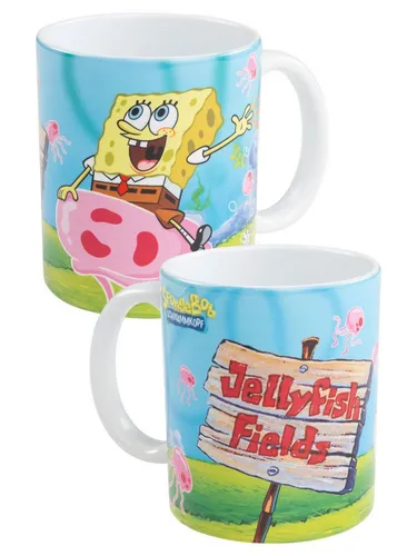 United Labels® Tasse Spongebob Schwammkopf Tasse Jellyfish Quallen Kaffeetasse 320 ml, Keramik