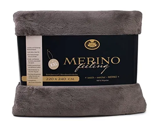 Wohndecke Merino Wendewohndecke, Gözze, kuschelig weich grau 220 cm x 240 cm - Bettdecken, wendbar und besonders weich, ideal für kalte Winterabende, OEKO-TEX® zertifiziert für höchste Qualität.