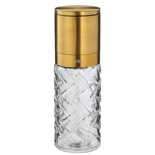 CILIO Salzmühle / Pfeffermühle CRISTALLO 16 cm Glas / Edelstahl goldfarben