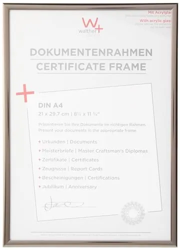 walther design Bilderrahmen stahl 21 x 29,7 cm (DIN A4) mit Kunstglas, New Lifestyle Kunststoffrahmen KVX130D