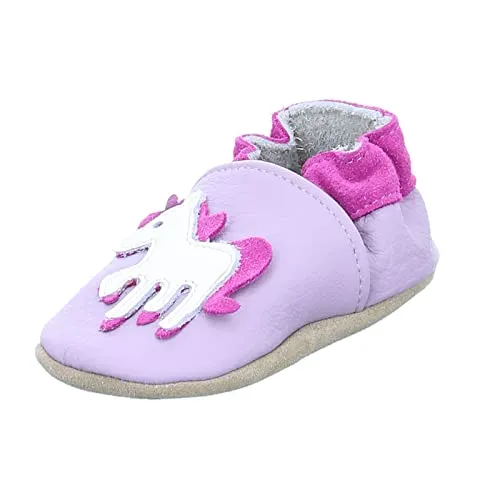 Beck Mädchen Einhorn Hausschuhe, Violett, 22/23 EU - Hausschuhe für Mädchen, aus hochwertigem Leder mit einem bezaubernden Einhorn-Motiv, ideal für gemütliche Stunden zu Hause.