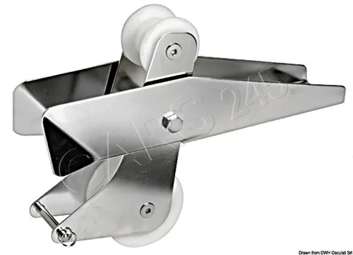 OSCULATI Bugrolle mit Wippe VA-Stahl bis 14kg - Robuste Bugrolle aus rostfreiem Edelstahl mit Nylonscheibe, ideal für Bootsbesitzer, die Wert auf Langlebigkeit und Korrosionsbeständigkeit legen.