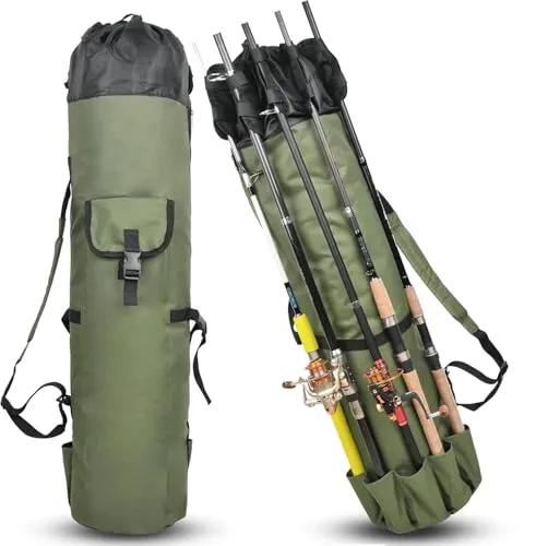 Shaddock Angelrutenkoffer, Tasche, Organizer, weiche Angelrutenkoffer, Halterung, Stangenwerkzeug, Angelzubehör, Aufbewahrungstaschen (Armeegrün), Modern