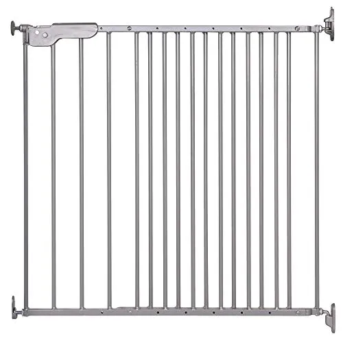 DOLLE Türschutzgitter Kinderschutzgitter Metall Grau 74,4-113 cm mit Einhand-Sicherheitsverschluss