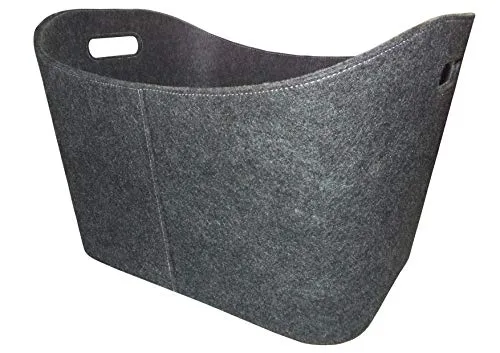 Metrox Allzweck Korb - Premium Filz Brennholzkorb mit Griffen - Aschesauger - Stabiler und vielseitig einsetzbarer Korb aus hochwertigem Filz, ideal für Holzlagerung, Spielzeug oder Zeitschriften. Schont Ihren Boden und bietet ausreichend Stauraum.