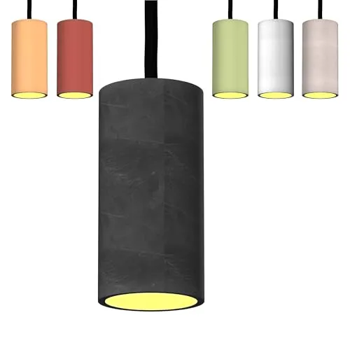 Betoniq Pendelleuchte Beton modern klein NARA13 außen schwarz innen gold - Industrial Design Betonlampe Hängelampe mit LED Glühbirne und Fassung GU10 - Hängeleuchten & Pendelleuchten in Betonoptik