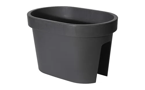 mucHome Balkonkasten für Geländer in Anthrazit Blumenkasten Blumentopf Pflanztopf Blumenkübel Geländertopf (40 x 26 cm)