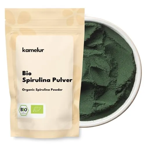 Kamelur Bio Spirulina Pulver grün 1kg – Bio Algen schonend getrocknet & fein gemahlen – Algenpulver Spirulina aus kontrolliert biologischem Anbau